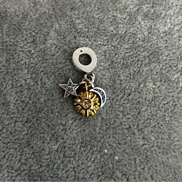 PANDORA Two-tone Celestial Triple Dangle Charm - Picture 1 of 3